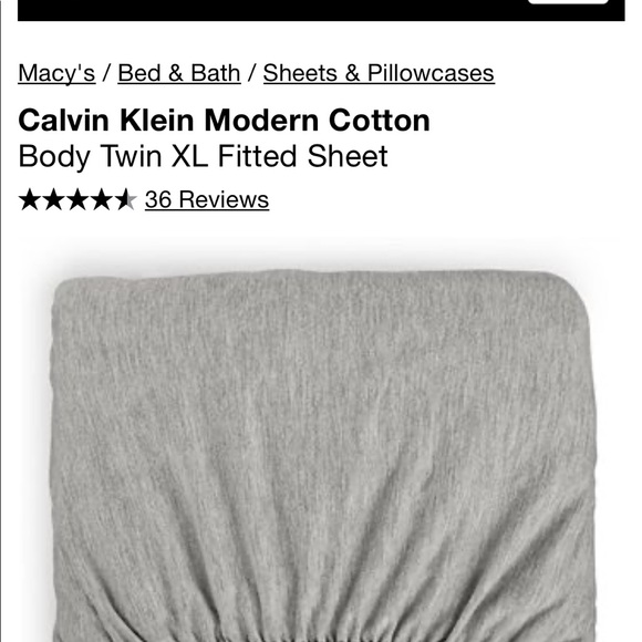 Calvin Klein Twin XL dark grey fitted sheet - Picture 3 of 5